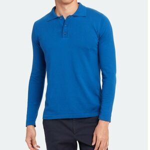 $130 Far Afield Antonio Long Sleeve Polo In Mona Blue - Size 4